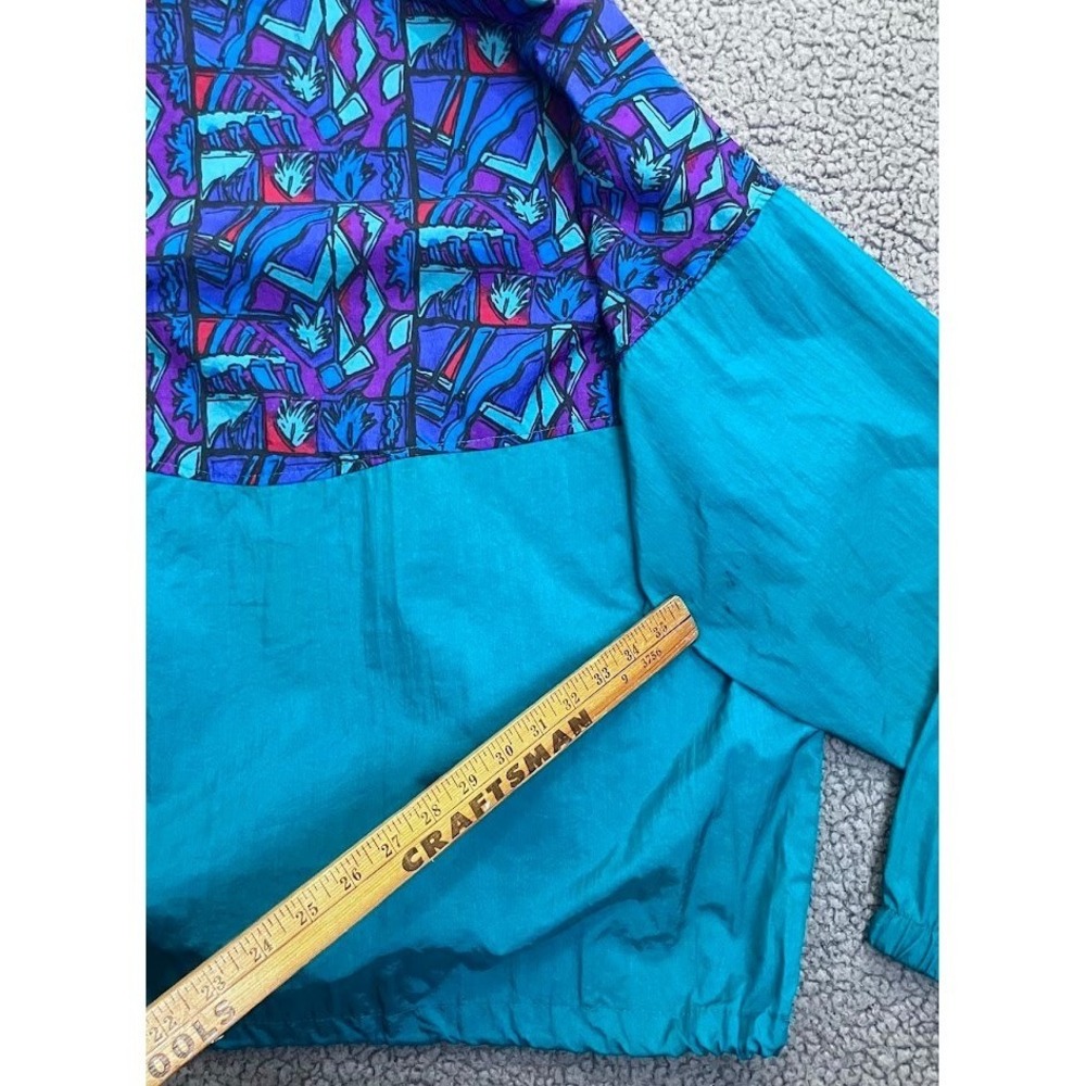 Vintage Columbia Isle Cove Anorak Jacket Mens Large L 90s Teal Geometric 1/2 Zip - Picture 12 of 16